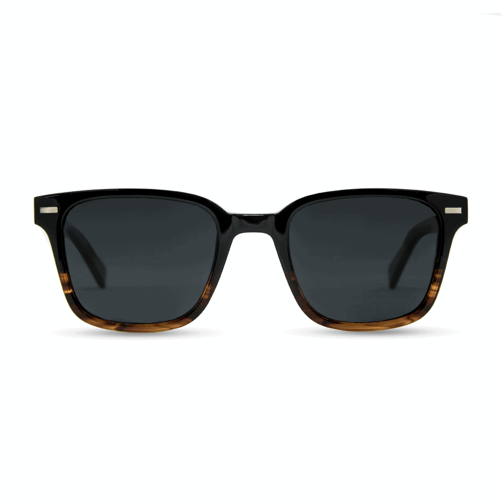 משקפי שמש דגם טוקסיק מאצטט שחור-כתום וזרועות עץ
