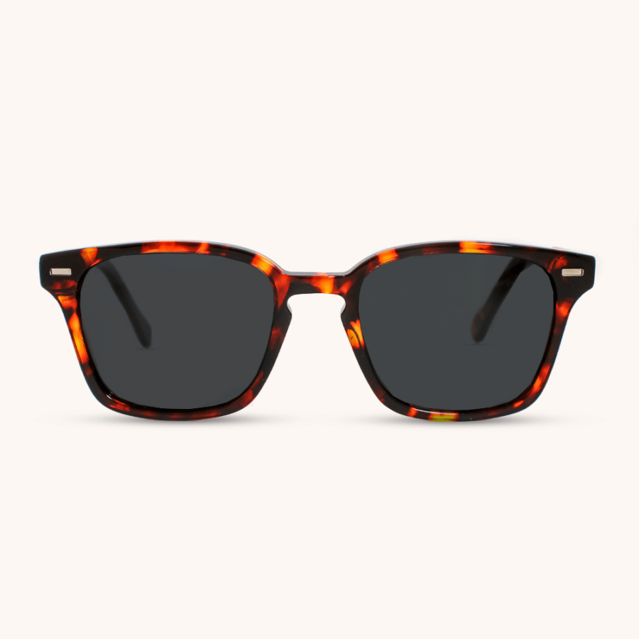 משקפי שמש דגם Denver בצבע שחור ונגיעות אדומות עם שיבוץ עץ רוזווד