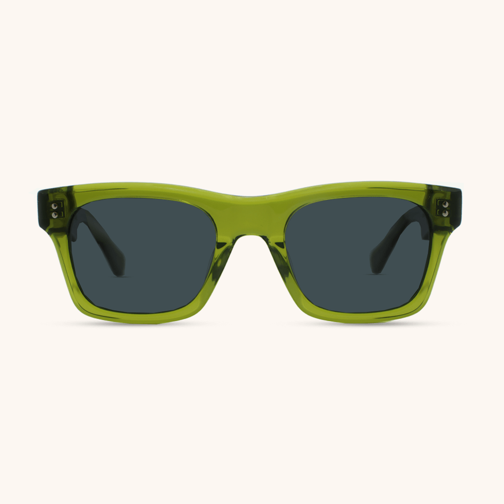 משקפי שמש בצבע ירוק שקוף ועדשות אפורות - דגם Miami